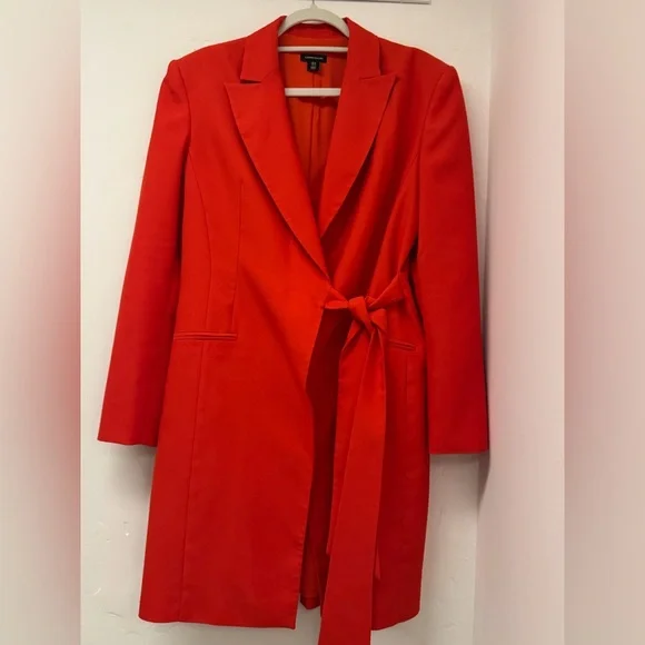 Karen Millen Red Satin Side Tie Tux Mini Dress - Picture 5 of 5
